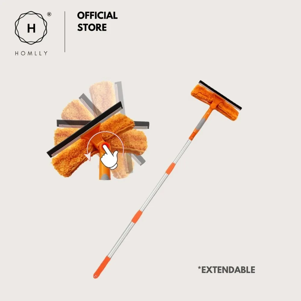Homlly 2 in 1 rotatable window squeegee cleaner with telescopic extension pole