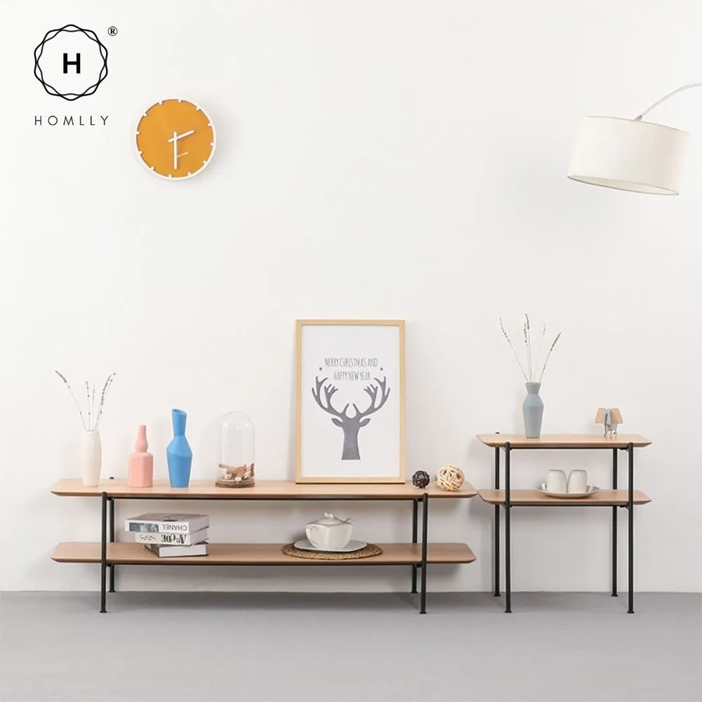 Homlly Muiio Mid-Century Modern Living Room Coffee TV Open Shelve Table