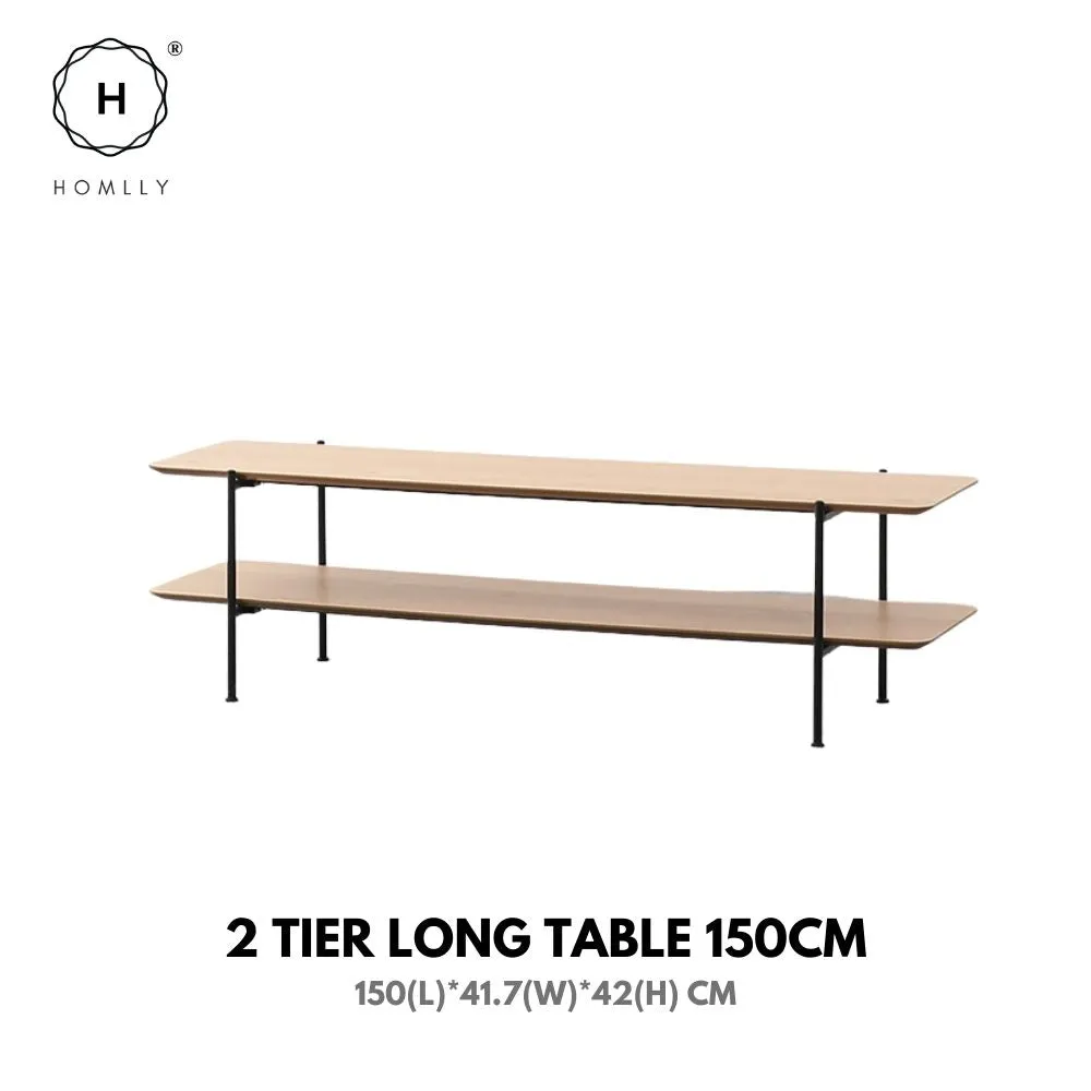 Homlly Muiio Mid-Century Modern Living Room Coffee TV Open Shelve Table
