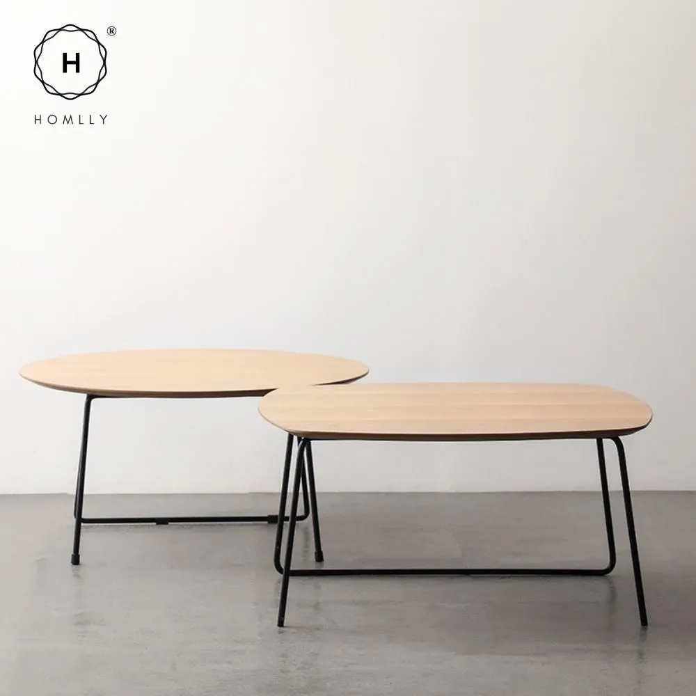 Homlly Muiio Mid-Century Modern Living Room Coffee TV Open Shelve Table