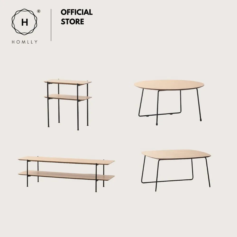 Homlly Muiio Mid-Century Modern Living Room Coffee TV Open Shelve Table