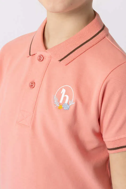 Horze Sohra JR Polo Shirt Peaches N Cream