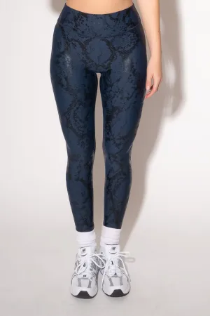 Icon Legging - Embossed Navy Snake