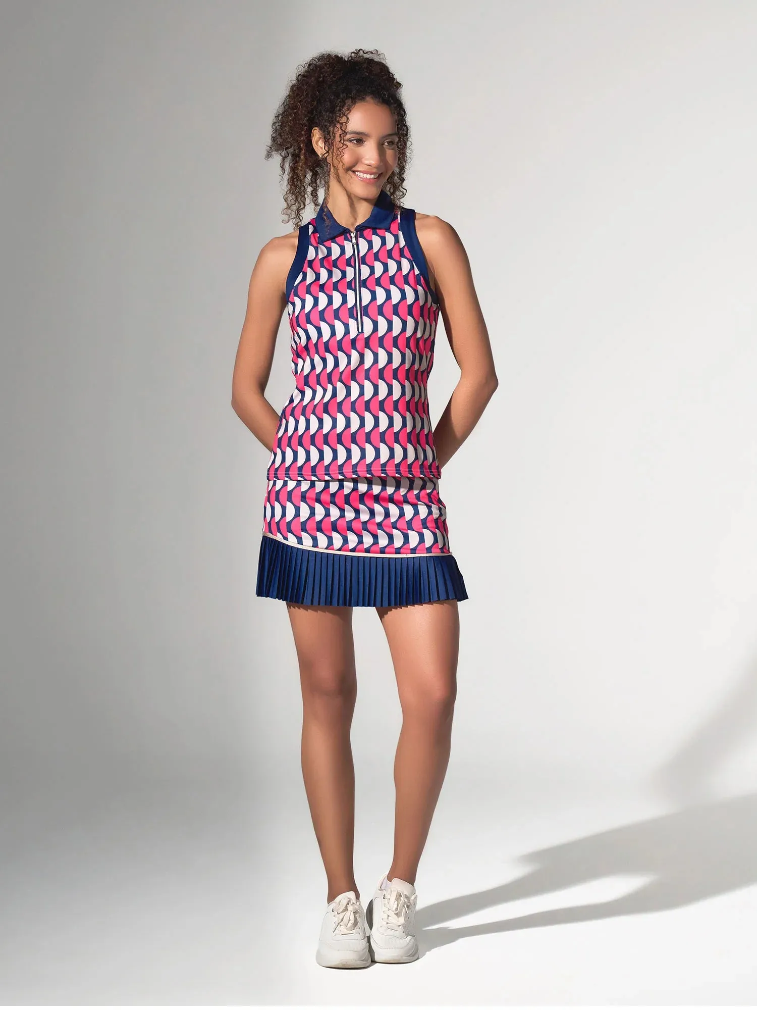 InPhorm Ava Geometric Sleeveless Golf Top Womens