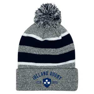 Ireland Rugby 1875 Navy Text Hooped Pom-Pom Beanie