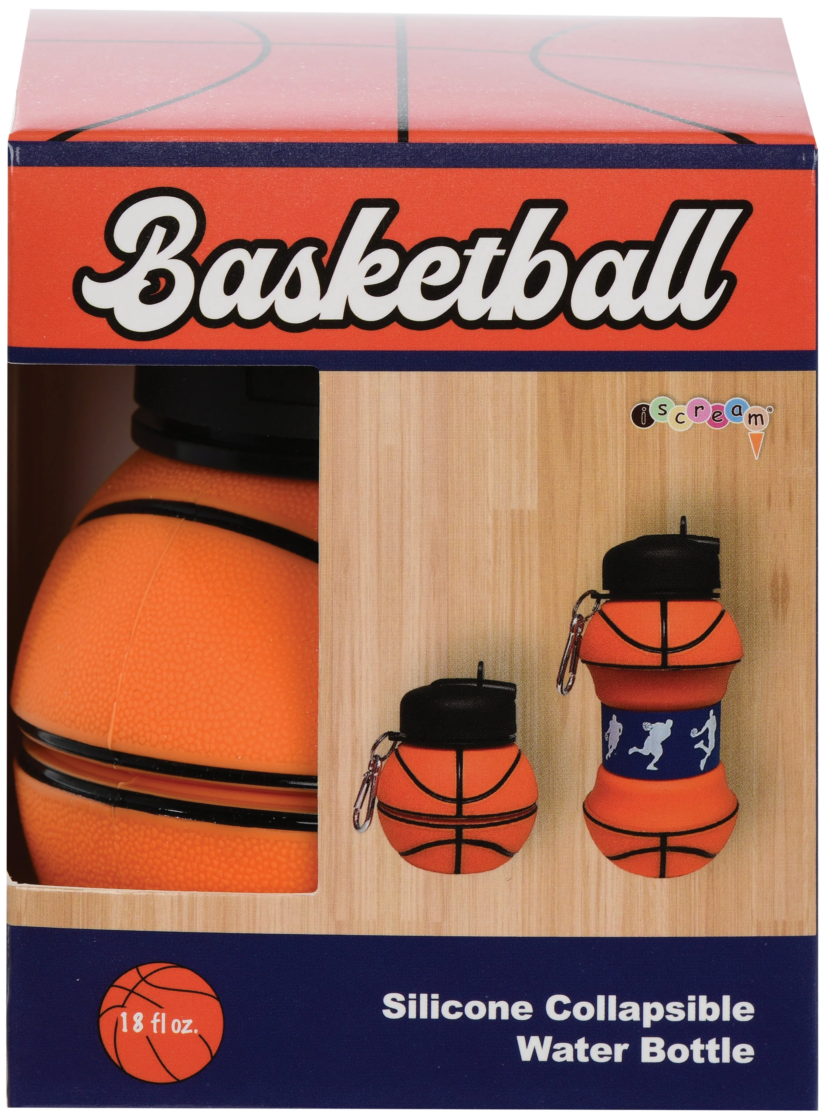 Iscream Basketball Silicone Collapsible Water Bottle