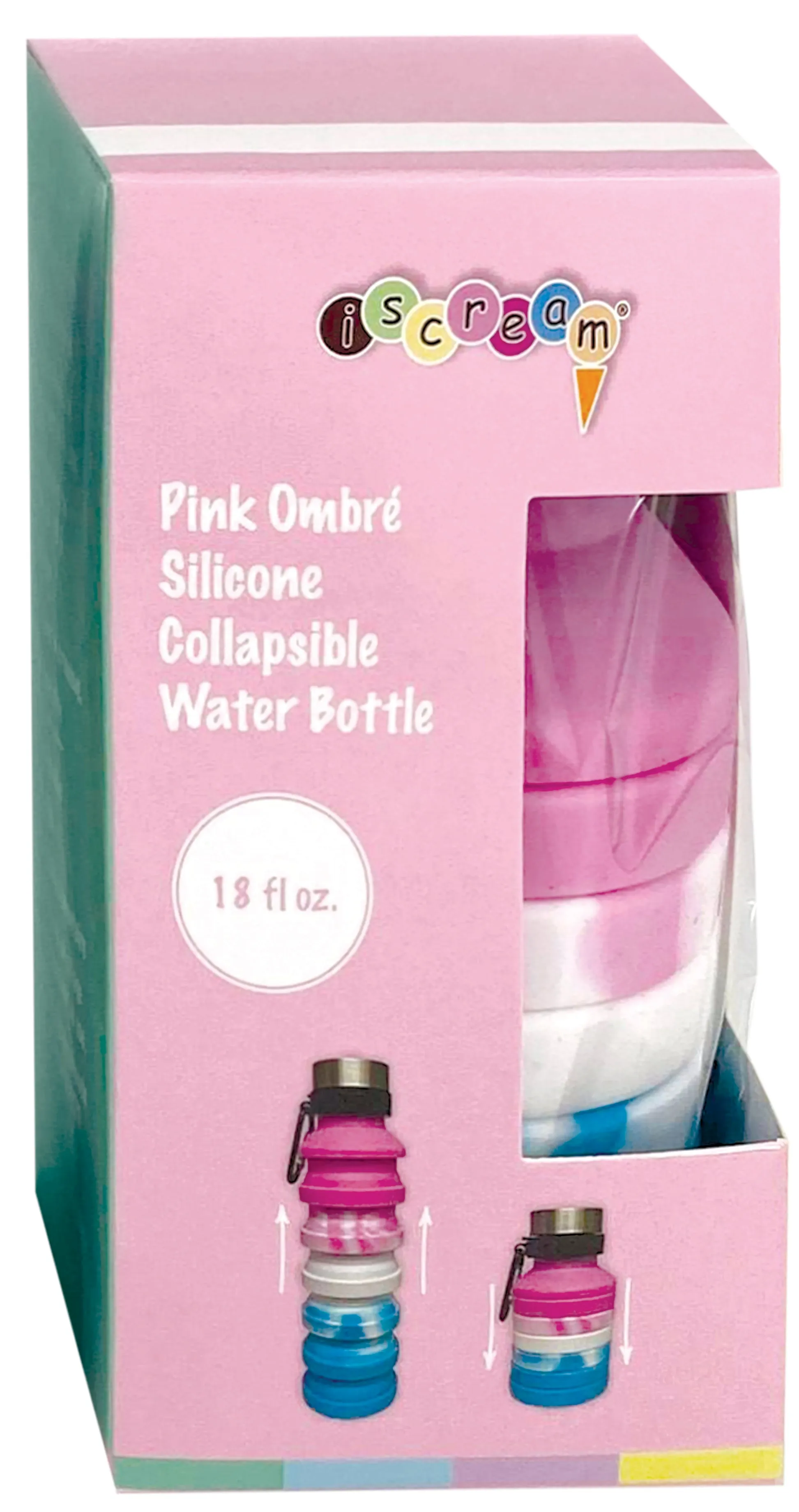 Iscream Pink Ombre Silicone Collapsible Water Bottle