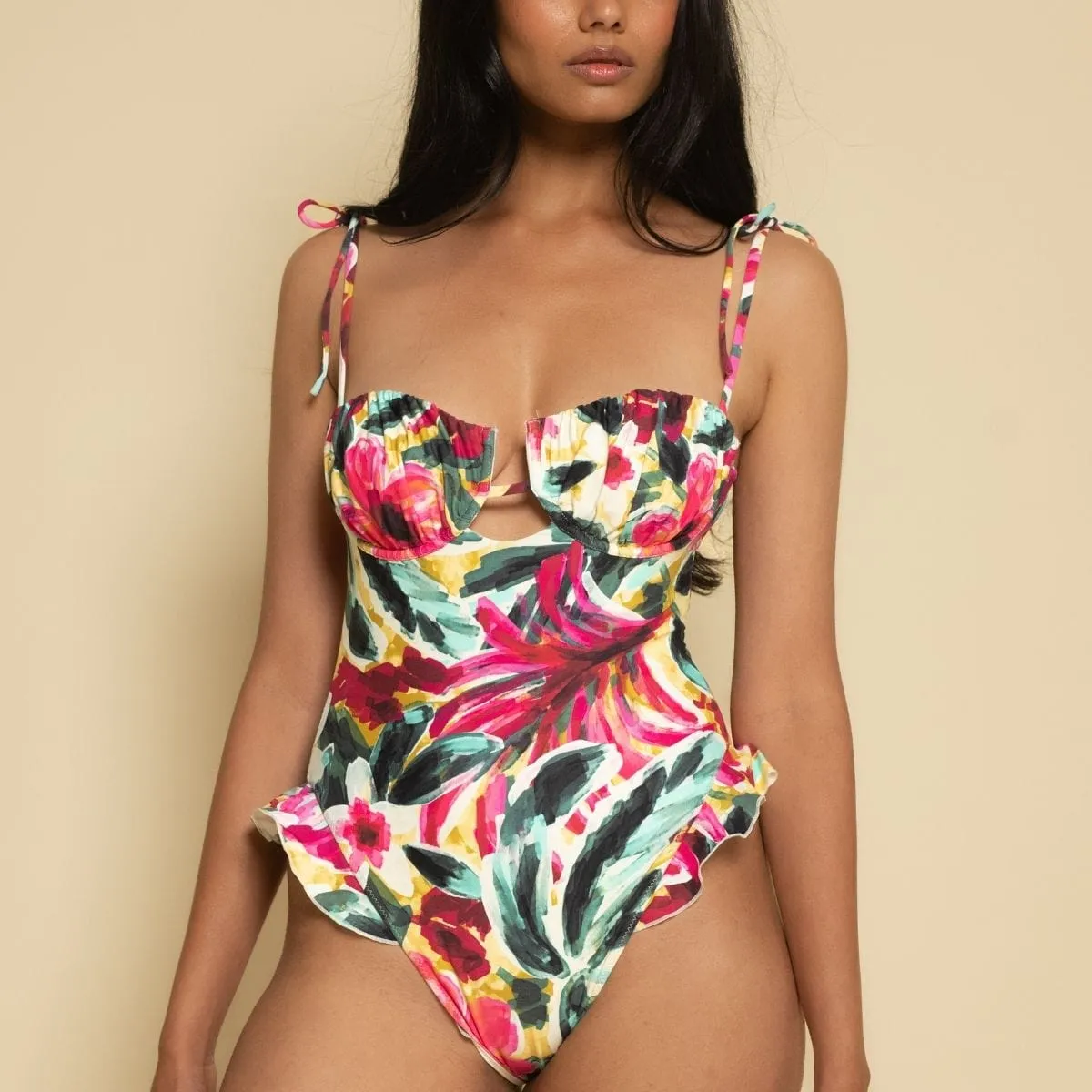 Isla Floral Petal Ruffle One-Piece