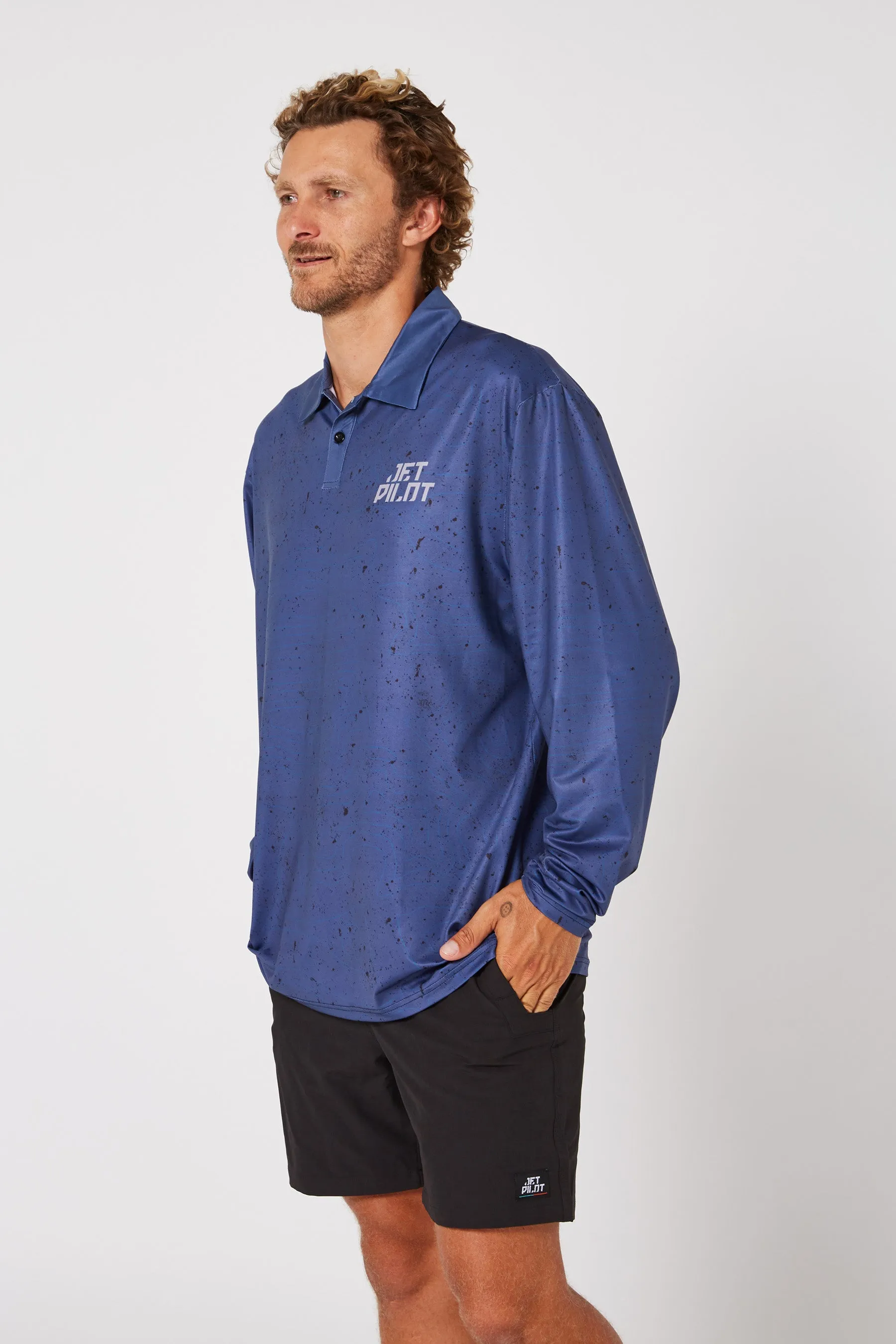 Jetpilot Venture LS Fishing Mens Polo - Navy