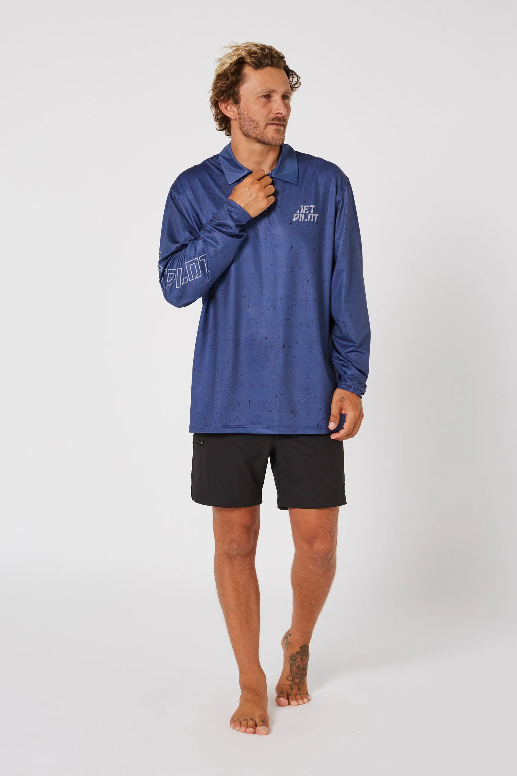 Jetpilot Venture LS Fishing Mens Polo - Navy