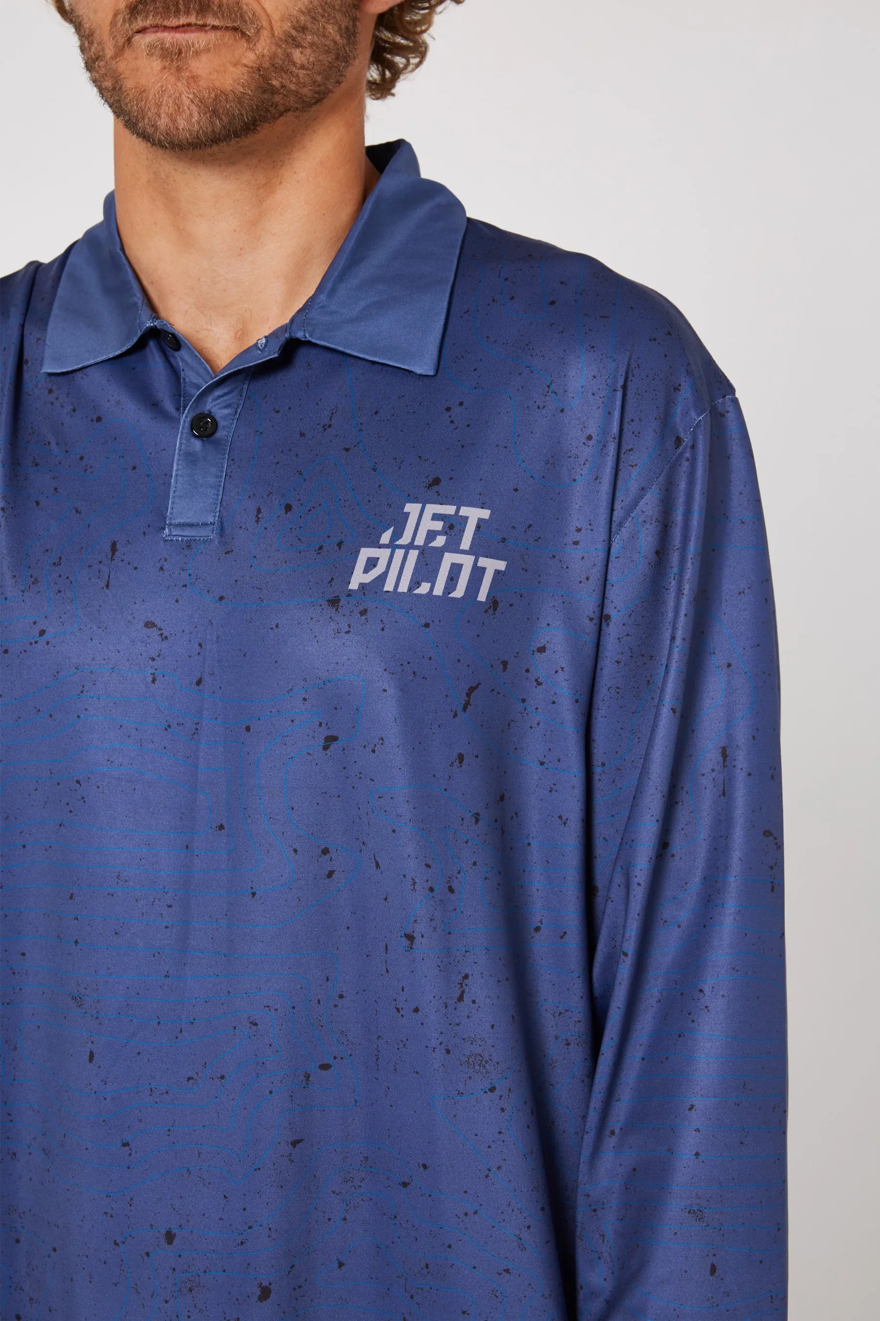 Jetpilot Venture LS Fishing Mens Polo - Navy
