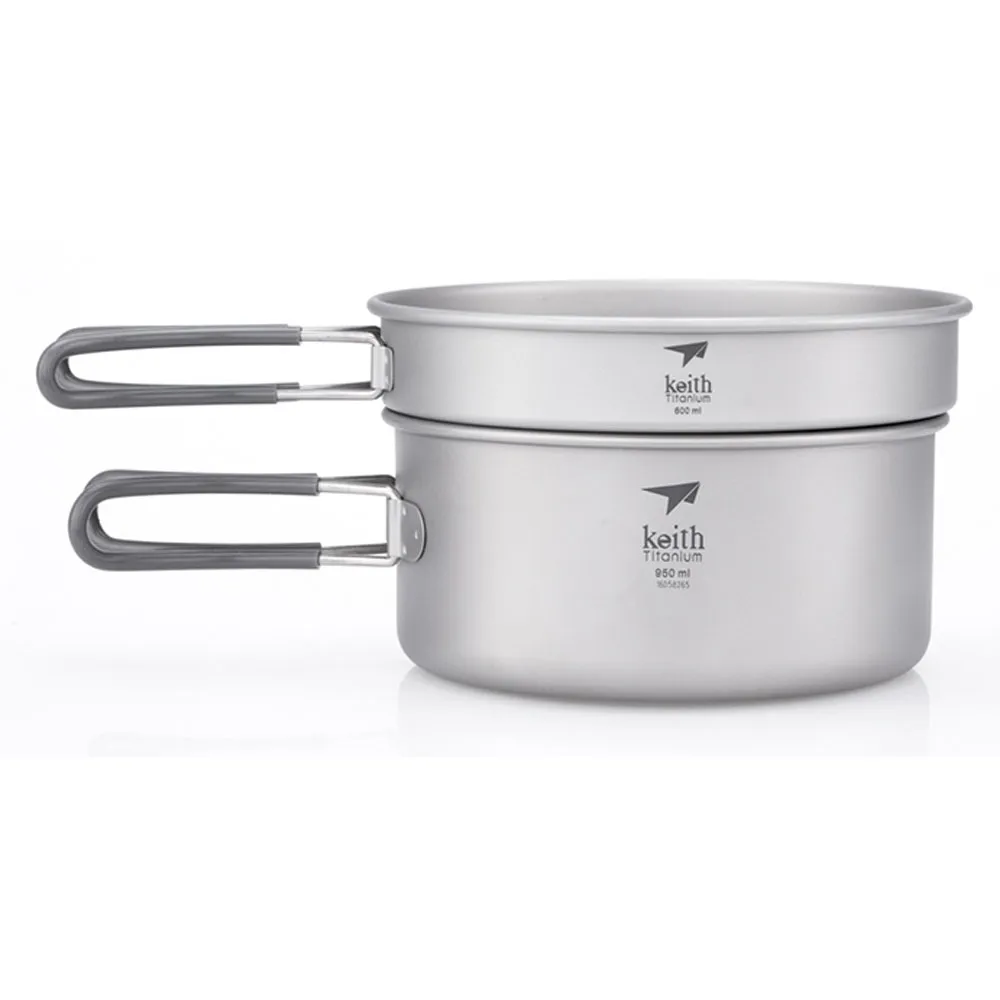 Keith 2 Piece Titanium Pot and Pan Cookset 950ml   600ml