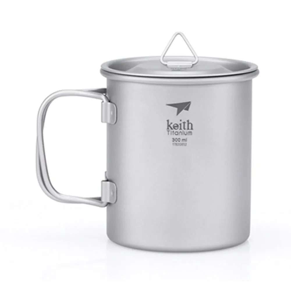 Keith Single-Wall Titanium Mug w Handle and Lid 300mL