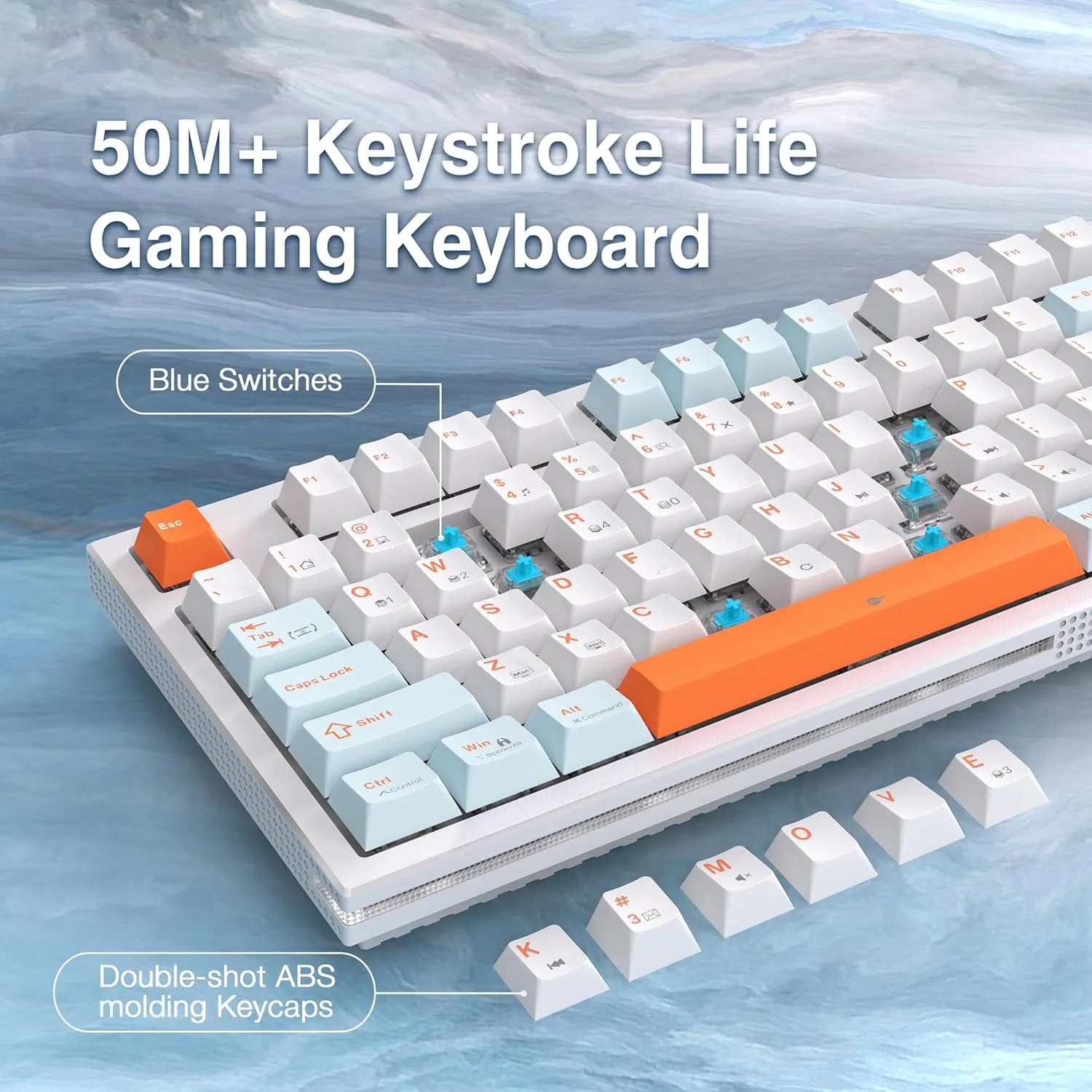 Keys Caps TKL 87-Key Mechanical Gaming Keyboard - Compact, RGB Backlit, Wired
