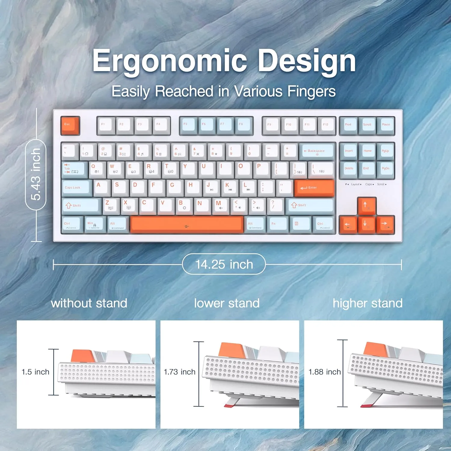 Keys Caps TKL 87-Key Mechanical Gaming Keyboard - Compact, RGB Backlit, Wired