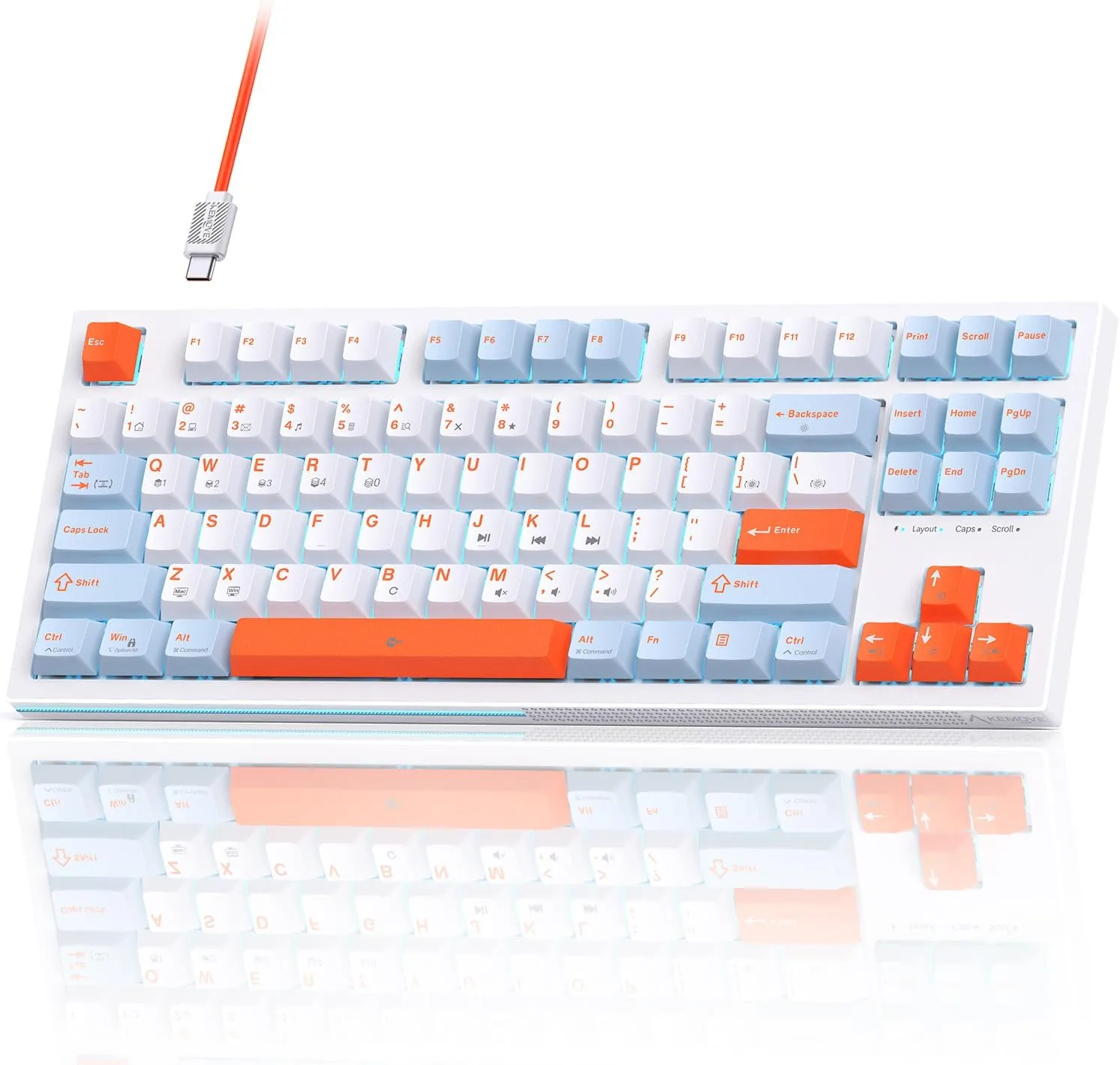 Keys Caps TKL 87-Key Mechanical Gaming Keyboard - Compact, RGB Backlit, Wired