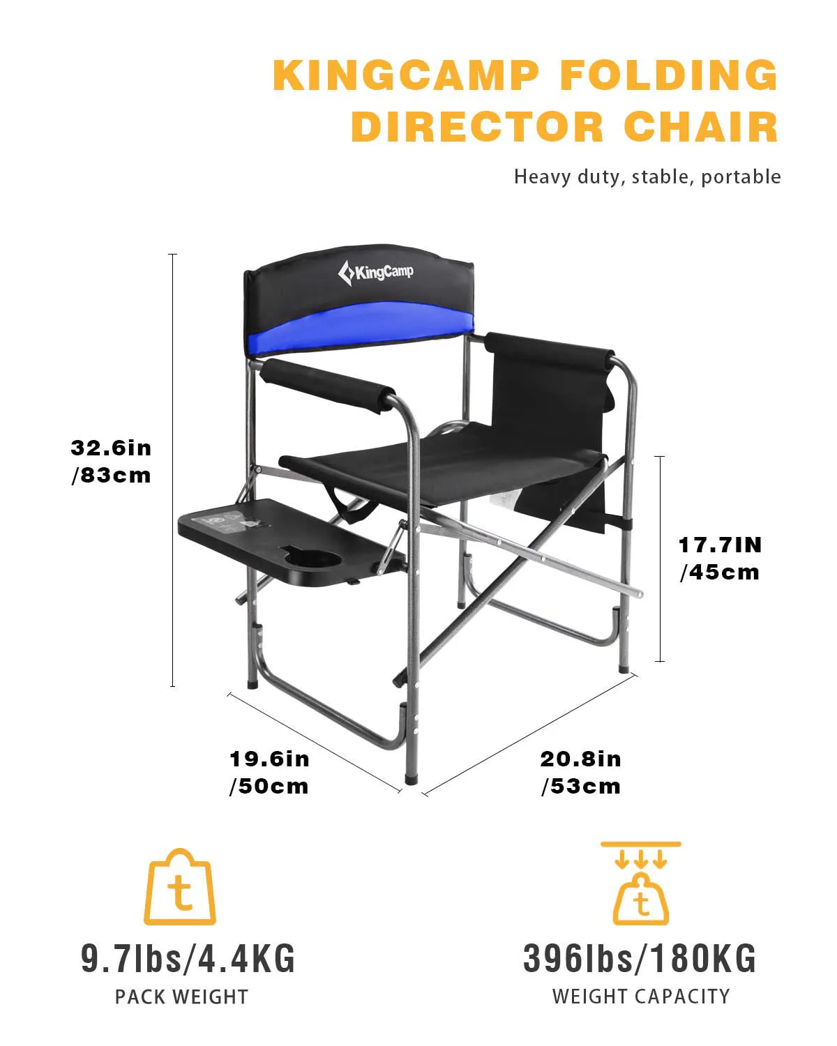 King Camp Blue Folding Camp Chair
