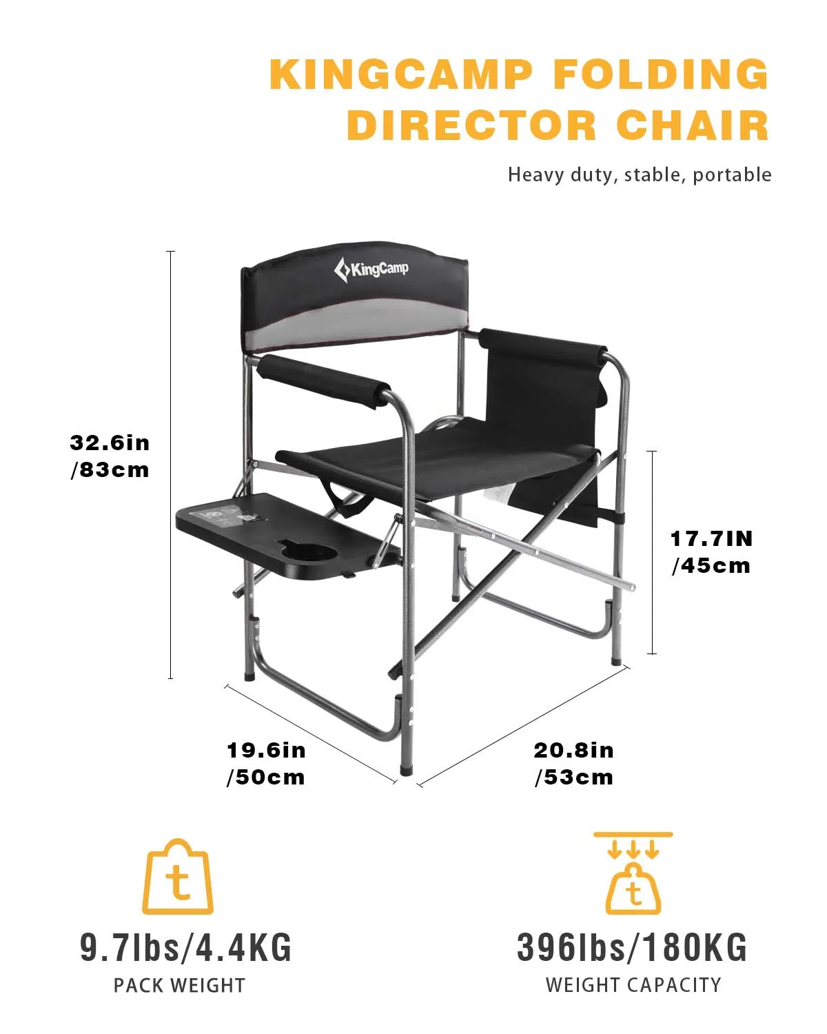 King Camp Grey Folding Camp Chair