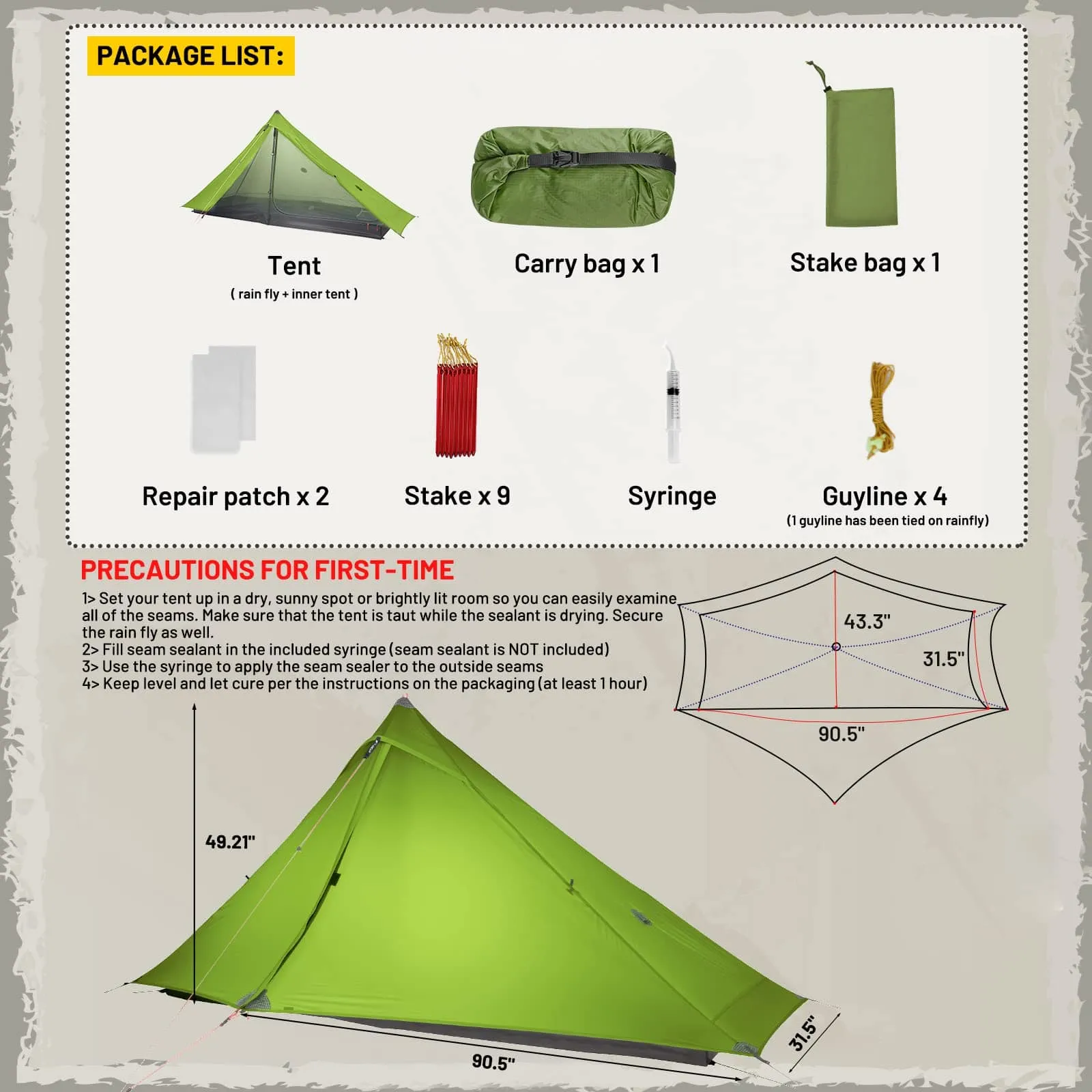 Lanshan 1 Pro Ultralight Backpacking Tent 3-Season