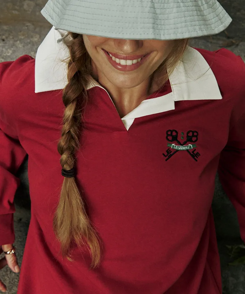 LE SONNET Key Logo Rugby Shirt - Burgundy