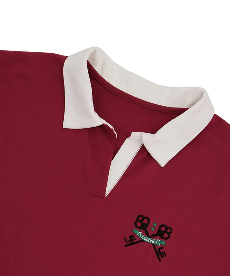 LE SONNET Key Logo Rugby Shirt - Burgundy