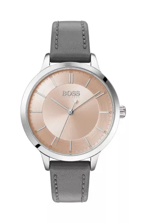 LEATHER-STRAP WATCH WITH TWO-TIER DIAL