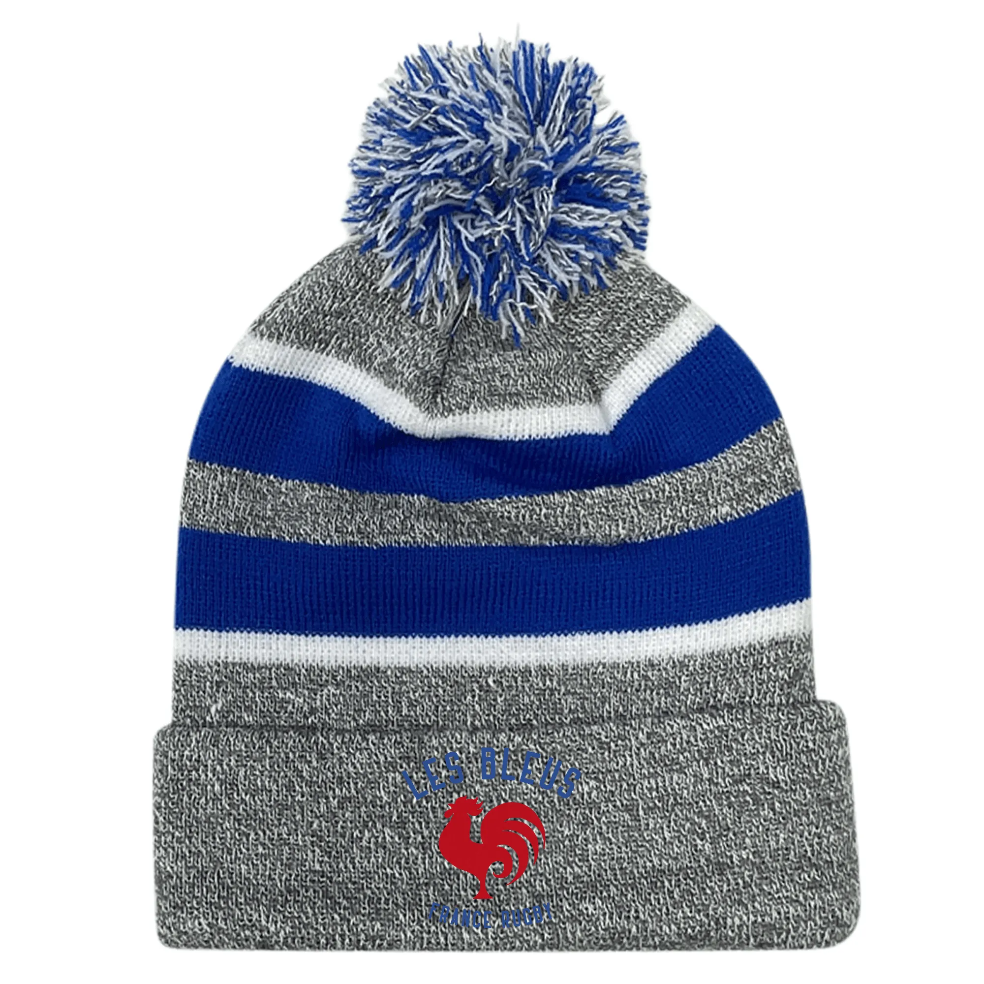 Les Bleus France Royal Hooped Pom-Pom Beanie