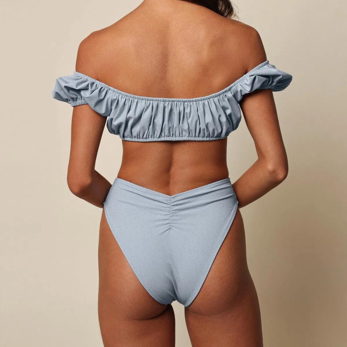Light Denim Paula Tie-Up Bikini Bottom