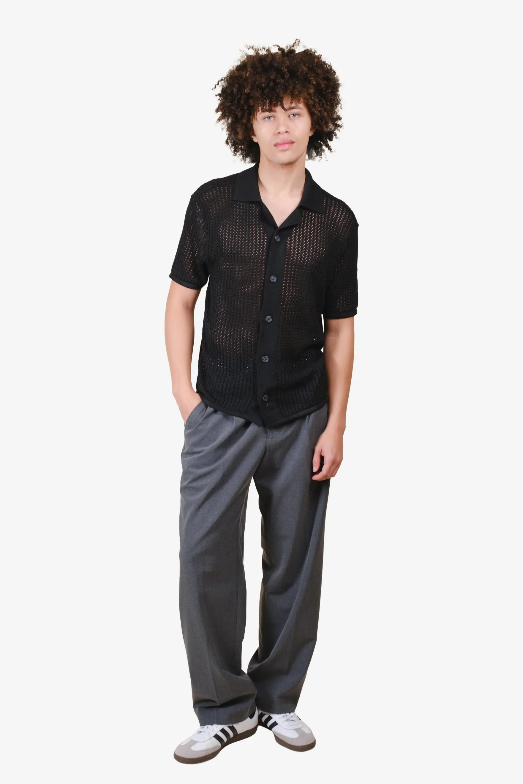 Loose Knit Camp Shirt