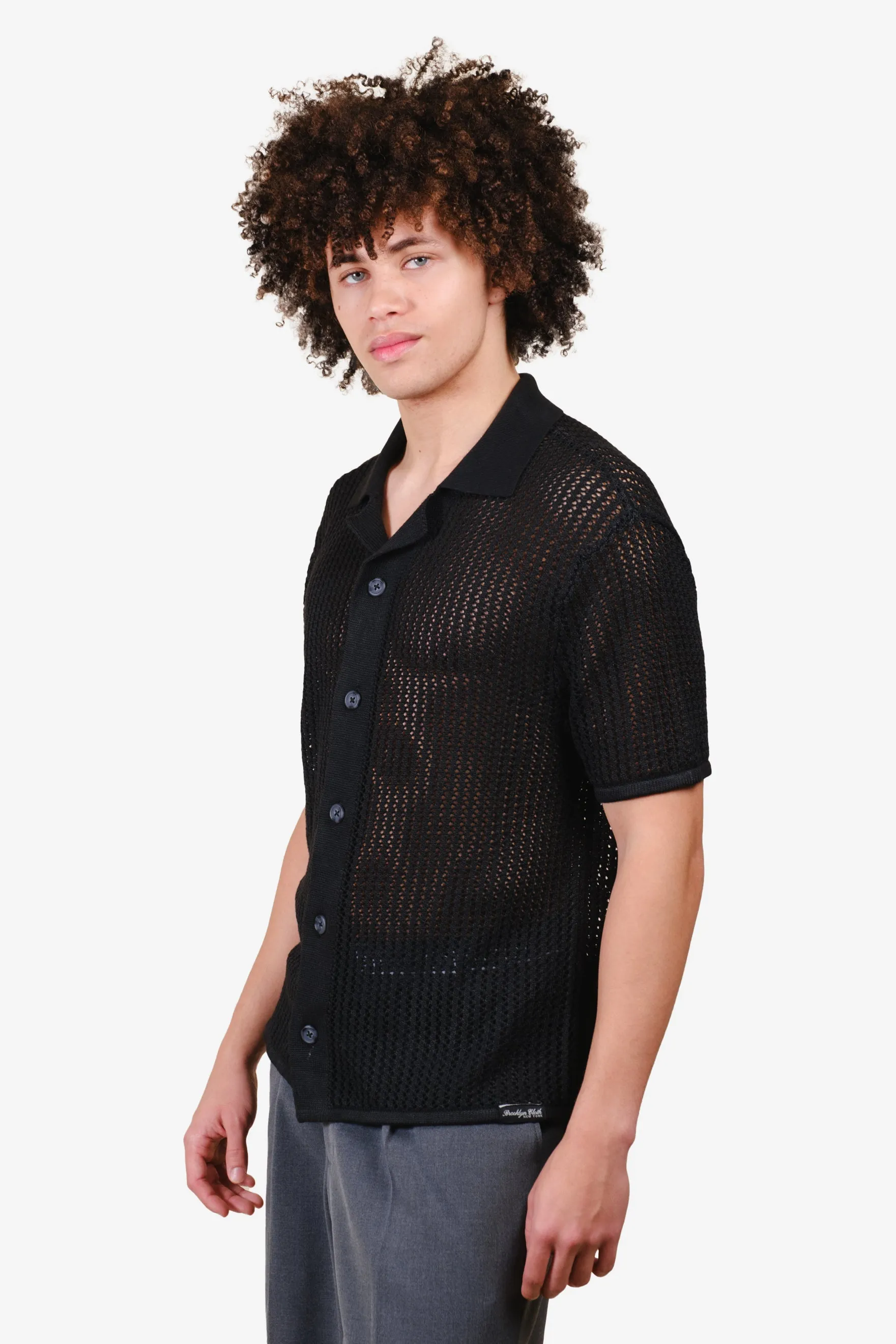 Loose Knit Camp Shirt