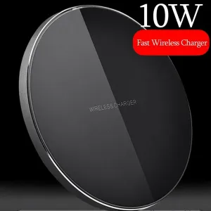 Luxury Qi Fast Wireless Charger for Samsung Galaxy S10 Plus S9 S8 S7 Note 9 8 black