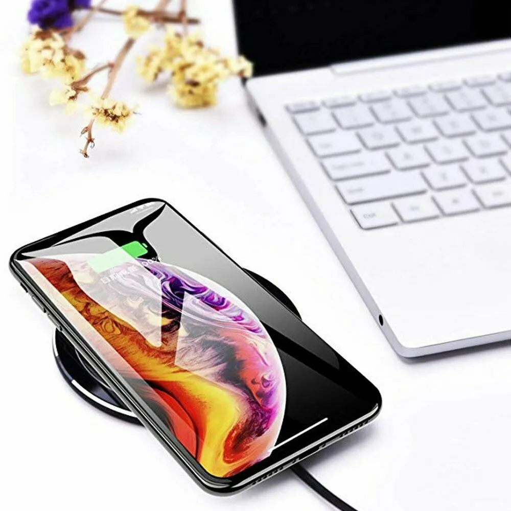 Luxury Qi Fast Wireless Charger for Samsung Galaxy S10 Plus S9 S8 S7 Note 9 8 black