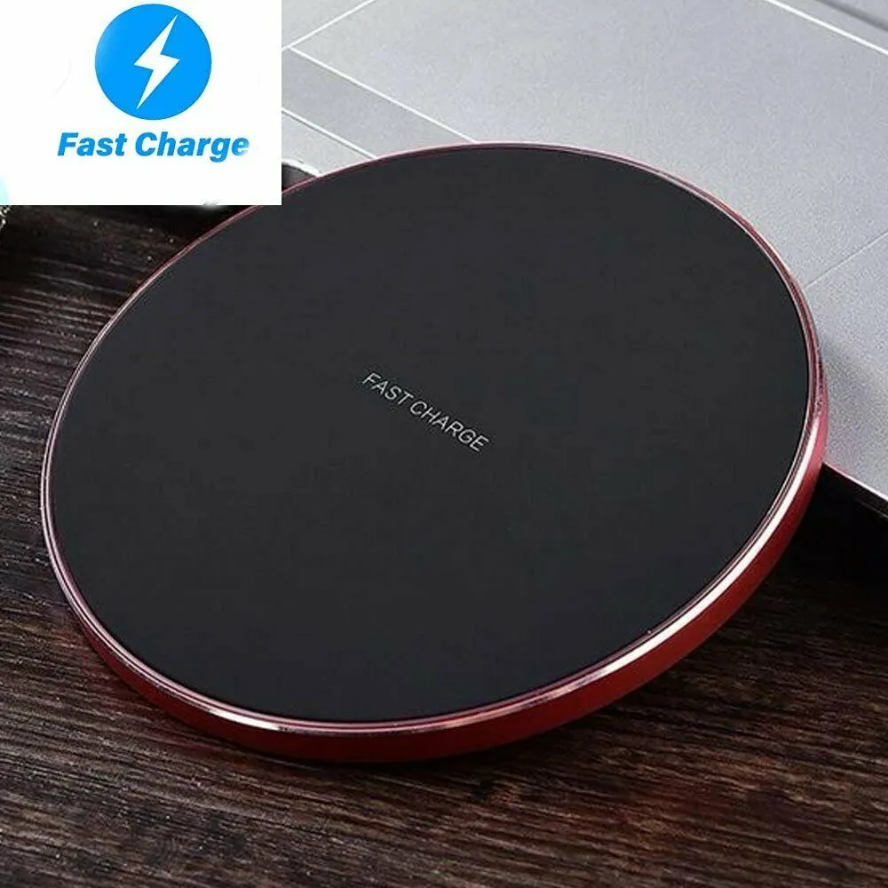 Luxury Qi Fast Wireless Charger for Samsung Galaxy S10 Plus S9 S8 S7 Note 9 8 red