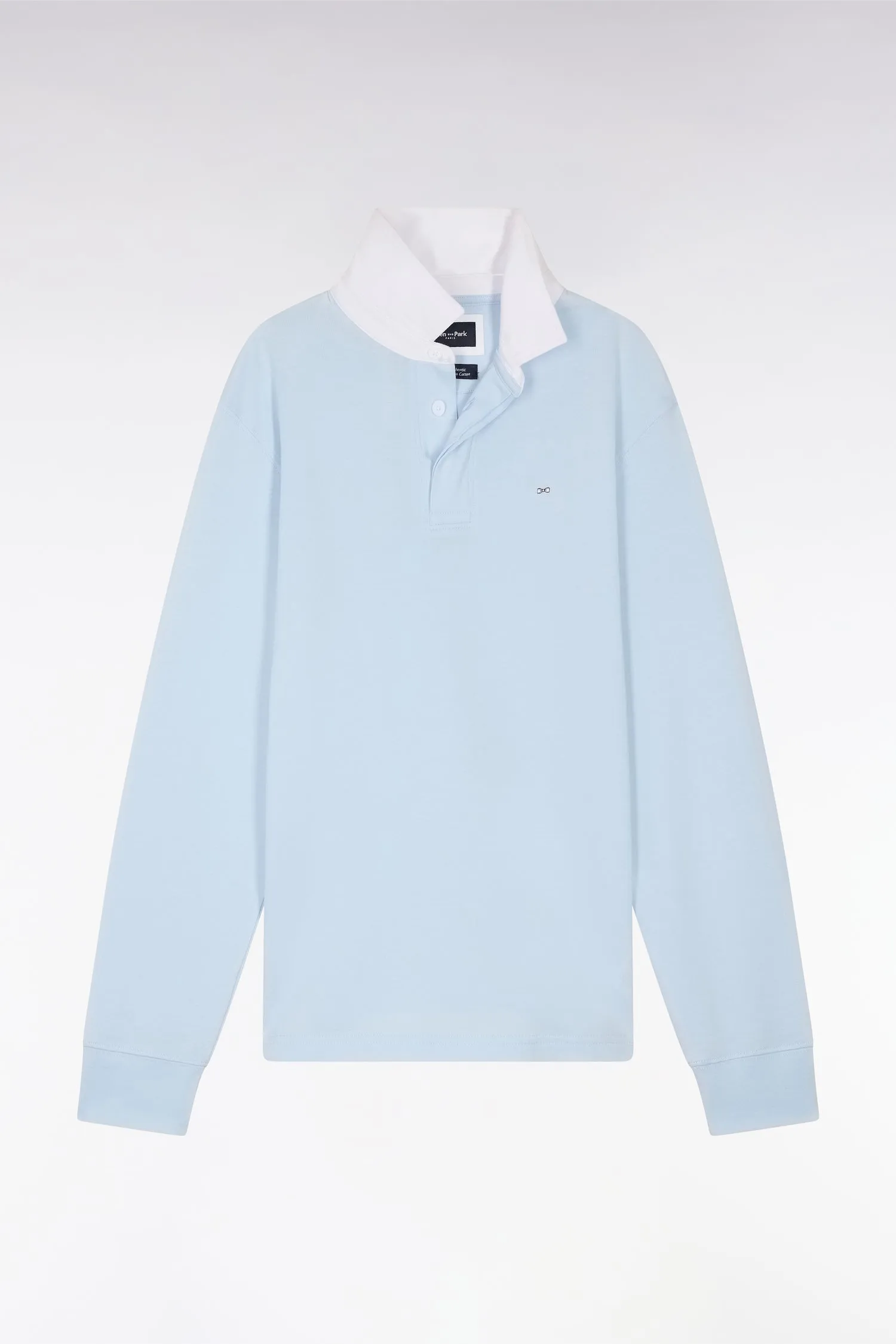 Maillot à manches longues en coton Pima ciel coupe droite