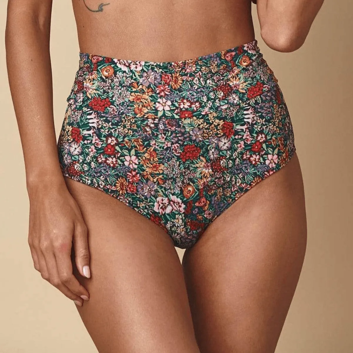 Mara Floral Added Coverage High Rise Bikini bottom