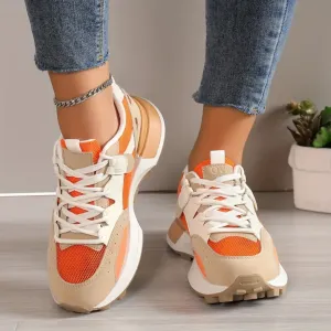 Megan - Women's color-block orange casual sneakers