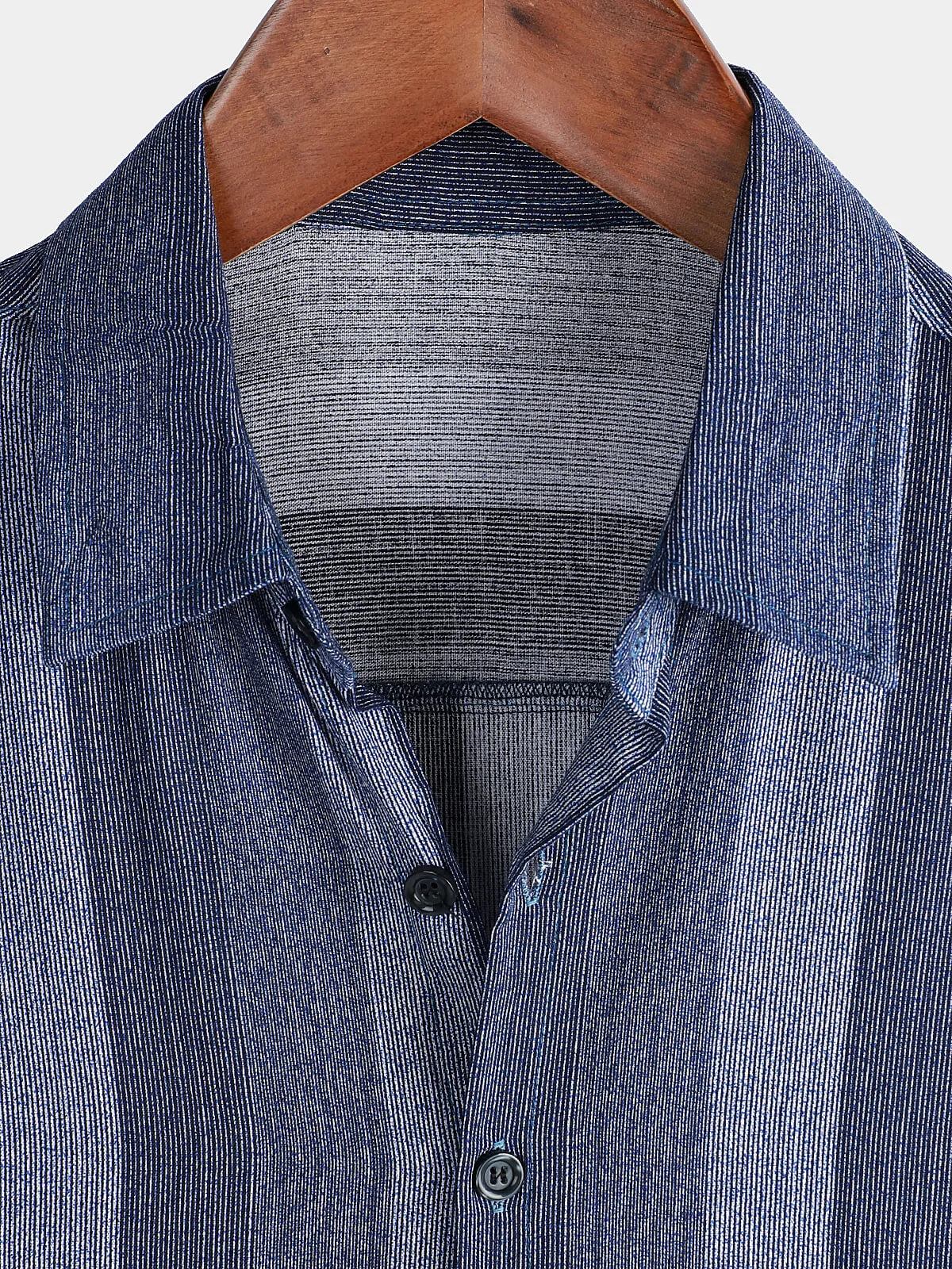Men's Casual Blue Striped Short Sleeve Retro Button Up Shirt