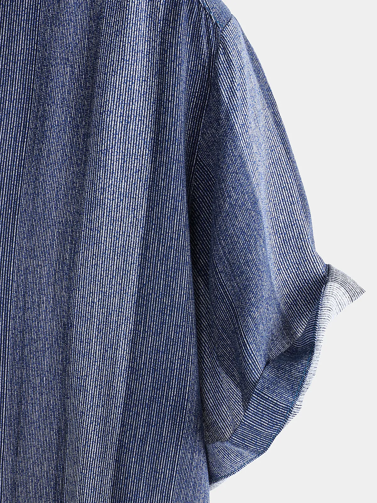Men's Casual Blue Striped Short Sleeve Retro Button Up Shirt