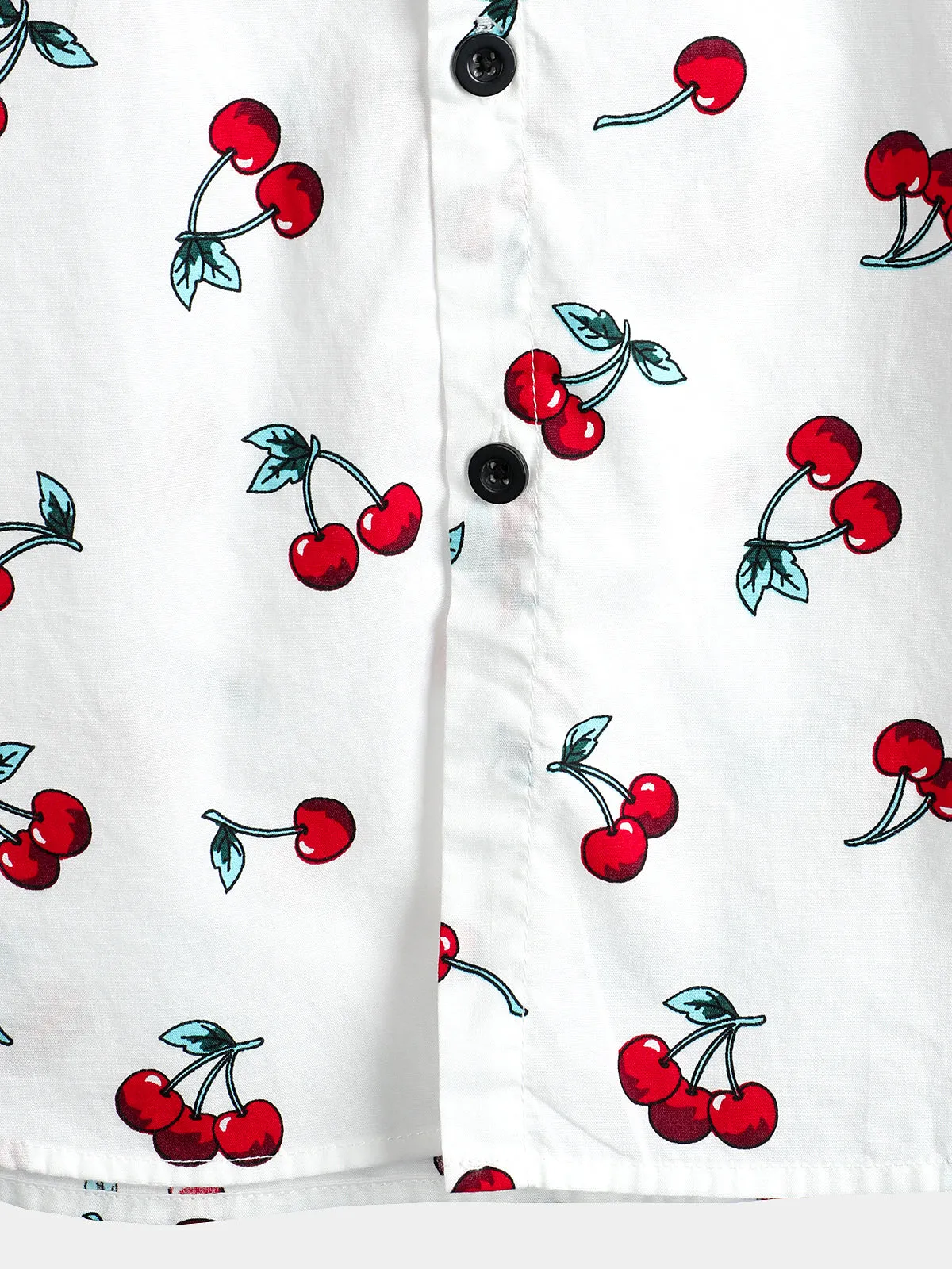 Men's Cherry Floral Print Tropical Hawaii Cotton Shirt