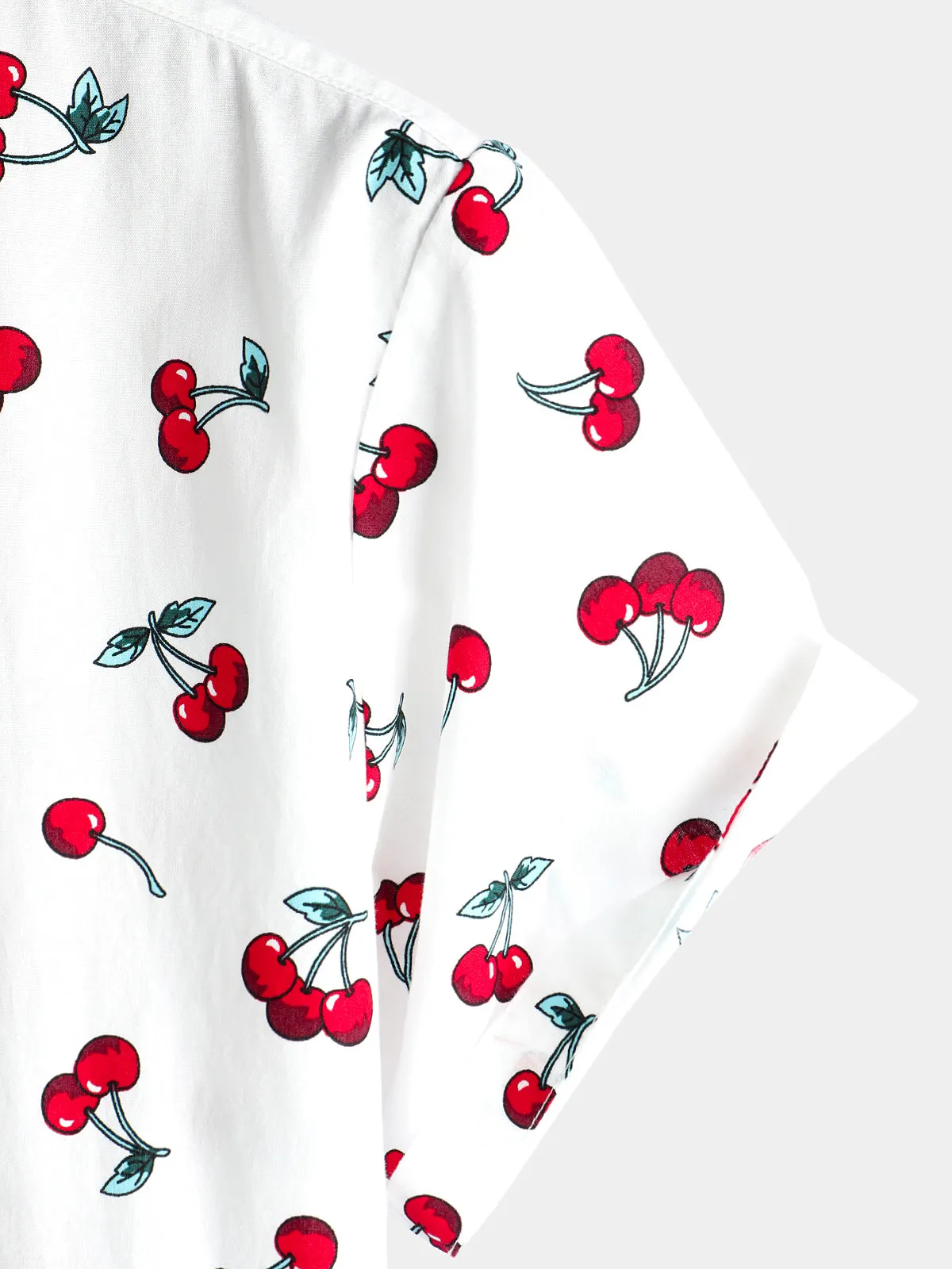 Men's Cherry Floral Print Tropical Hawaii Cotton Shirt