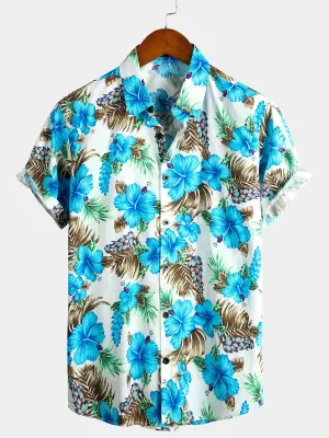 Men's Floral Cotton Tropical Hawaiian Shirt