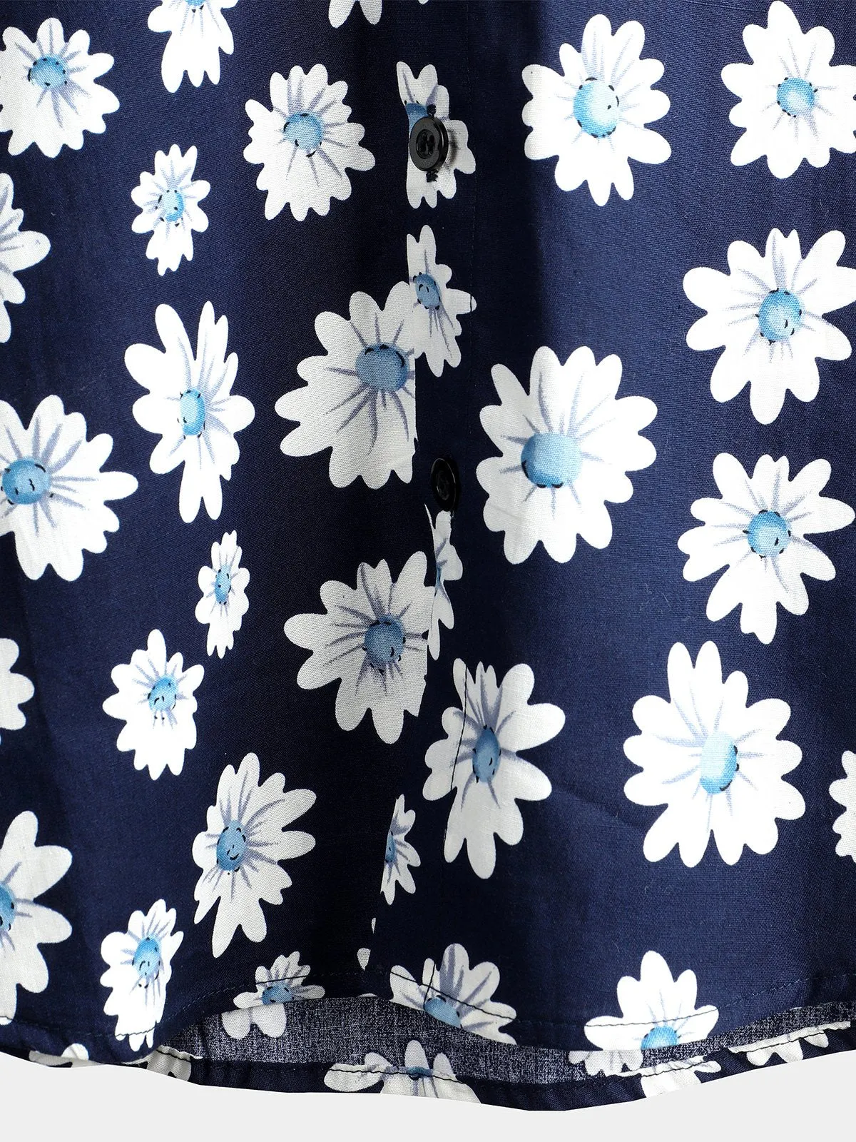 Men's Floral Daisy Print Tropical Hawaii Cotton Shirt