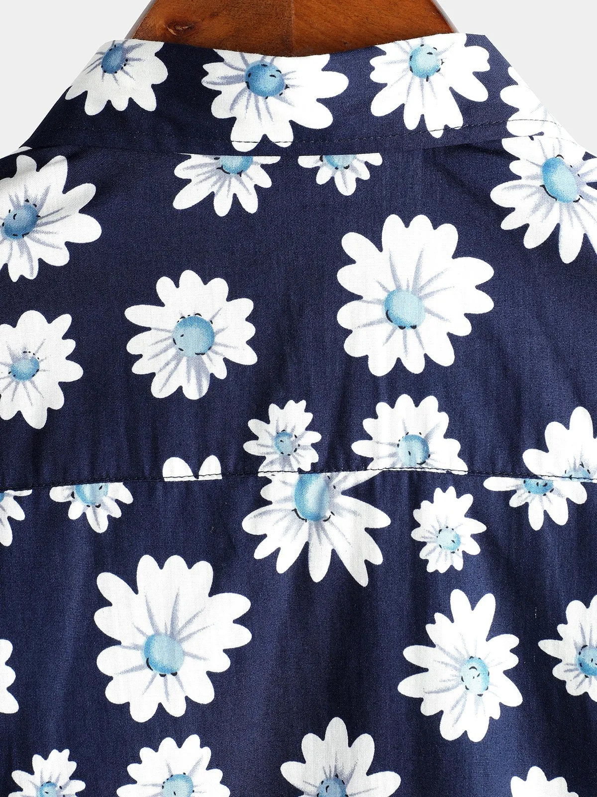 Men's Floral Daisy Print Tropical Hawaii Cotton Shirt