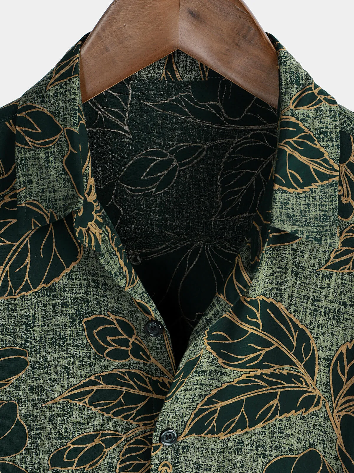 Men's Floral Vintage Green Summer Holiday Button Up Short Sleeve Shirt