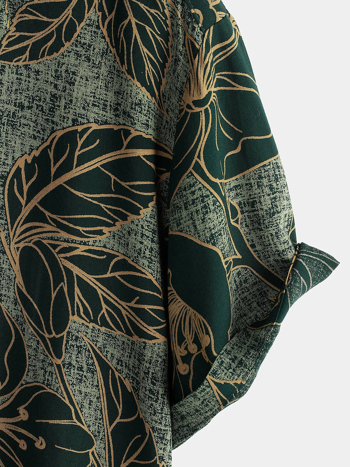 Men's Floral Vintage Green Summer Holiday Button Up Short Sleeve Shirt