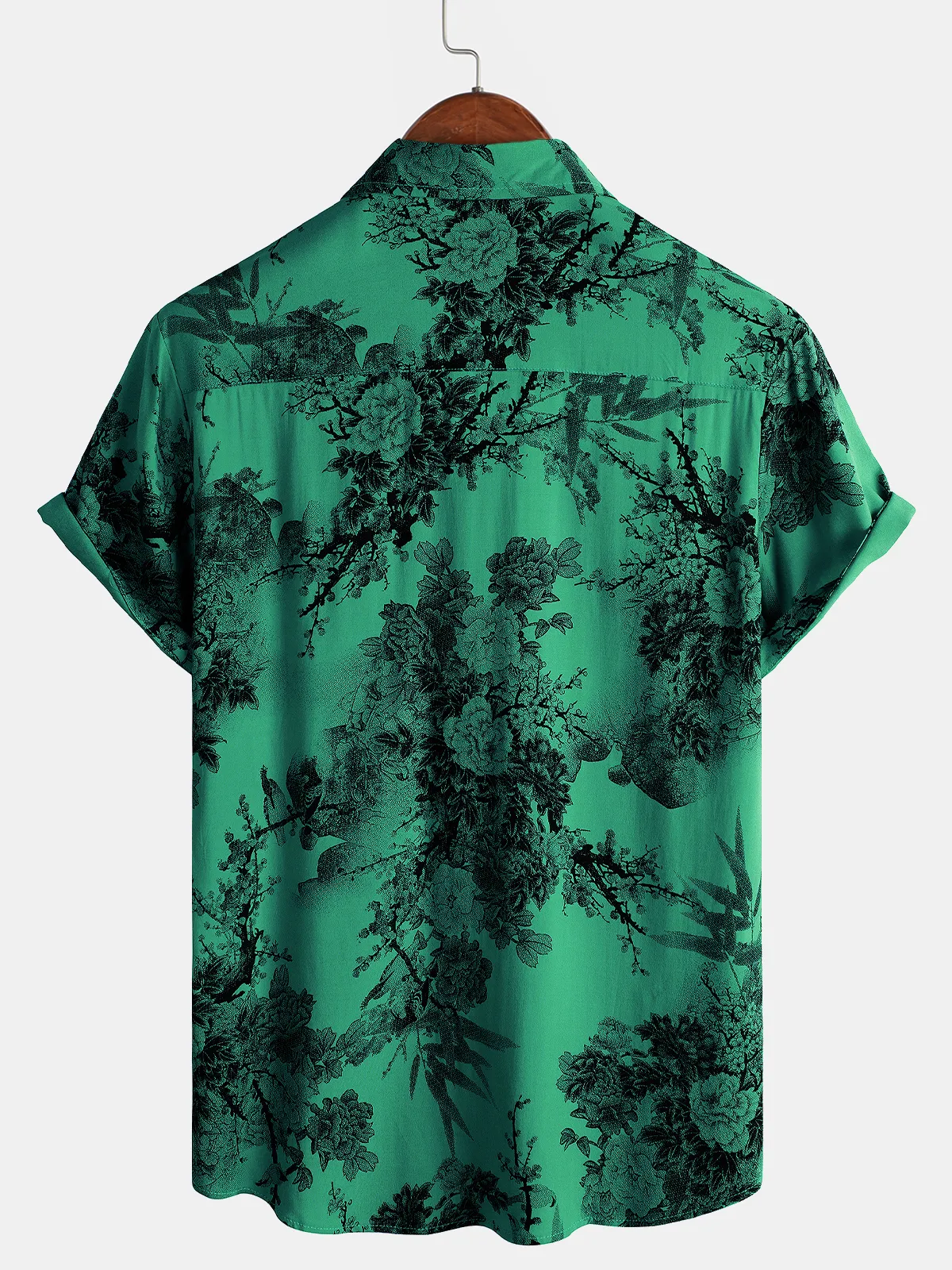 Men's Floral Vintage Summer Hawaiian Rayon Holiday Button Up Short Sleeve Shirt