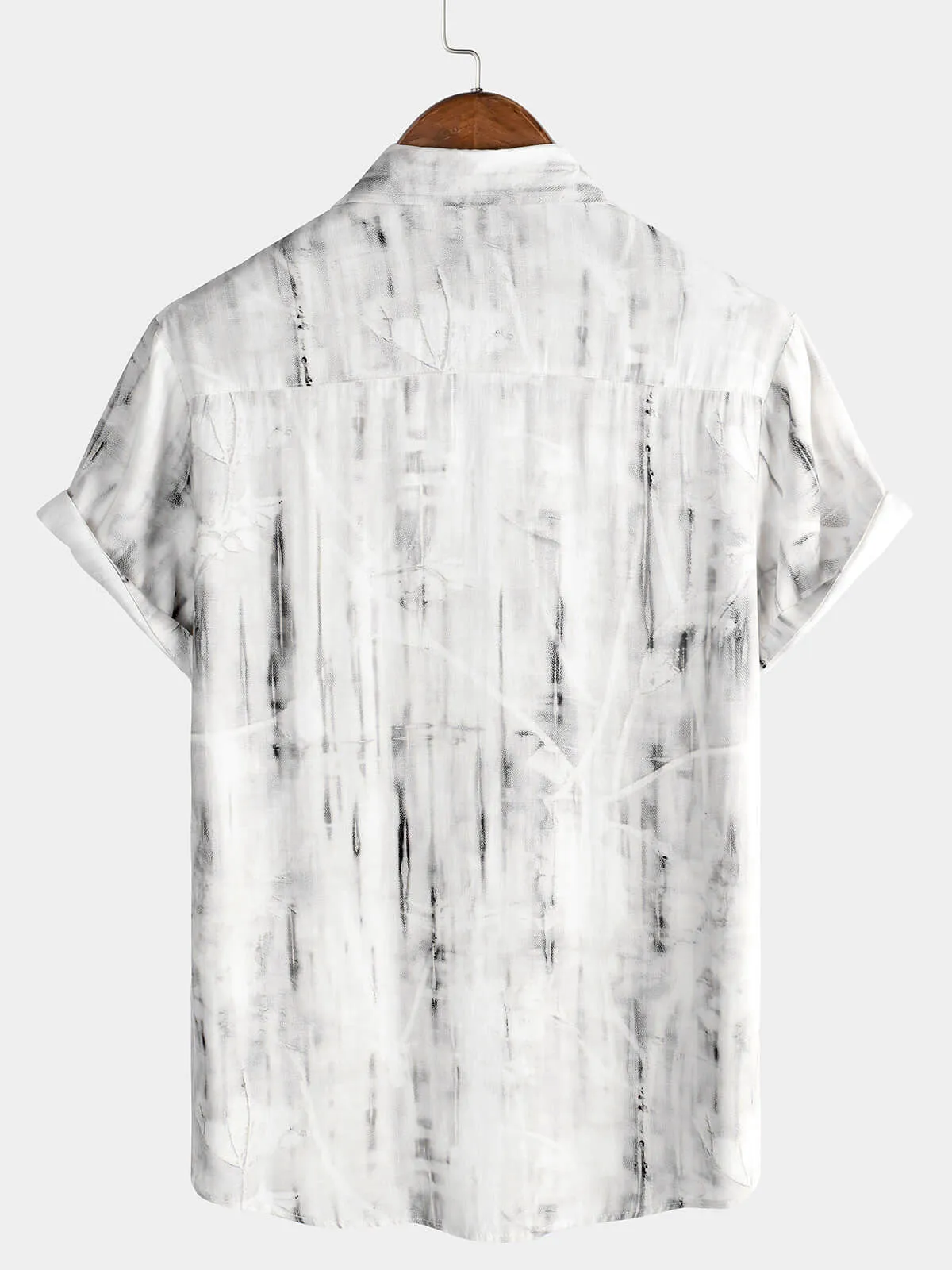 Men's Holiday Casual White Summer Short Sleeve Button Up Shirt