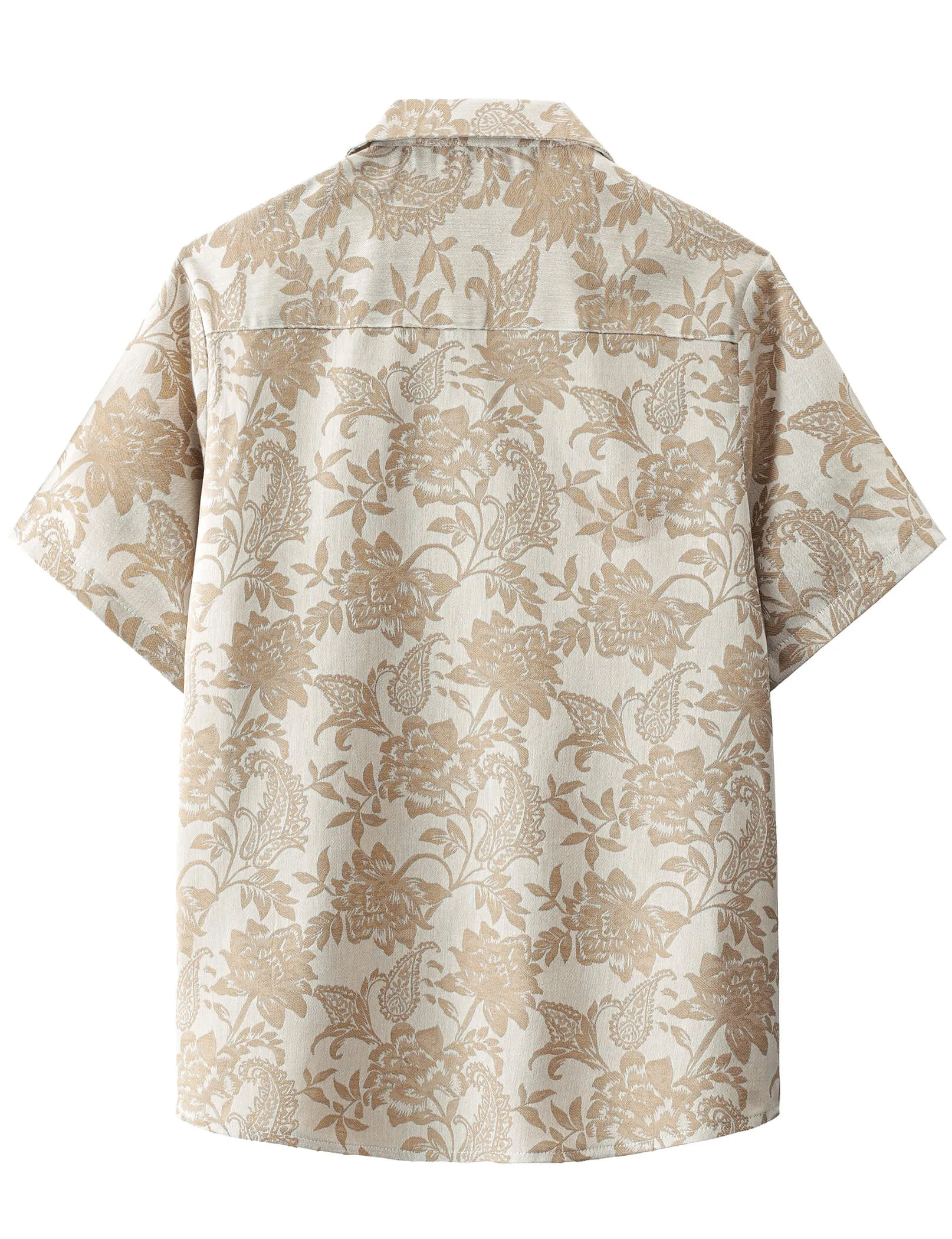 Men‘s Jacquard Hawaiian Short Sleeve Casual Floral Tropical Summer Beach Shirt