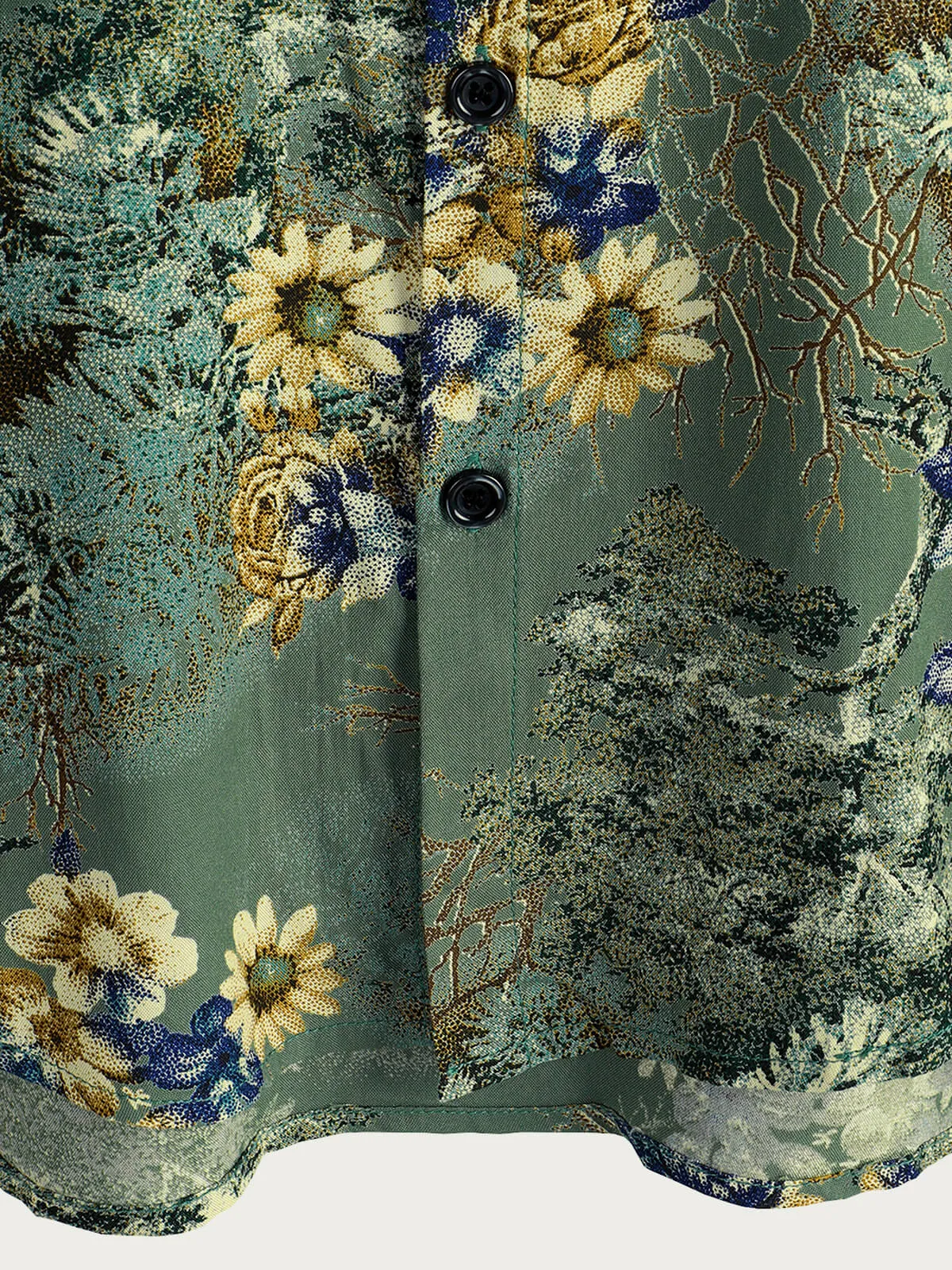Men's Retro Floral Green Summer Holiday Short Sleeve Shirt