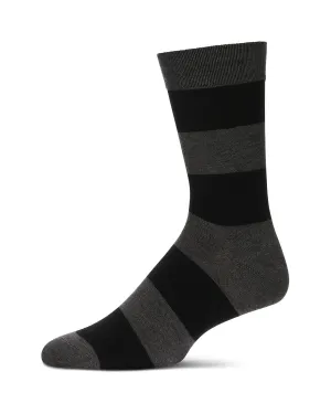 Men's Rugby Striped Crew Cashmere Socks in Grey